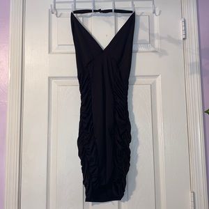 black slip halter top dress